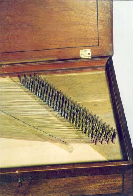 Tafelklavier Zumpe & Buntebart, London 1771; Stimmstock und Klangsteg